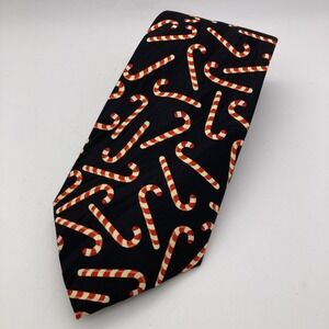 NEW KEITH DANIELS~Mens Novelty Tie-Candy Canes with Black Background